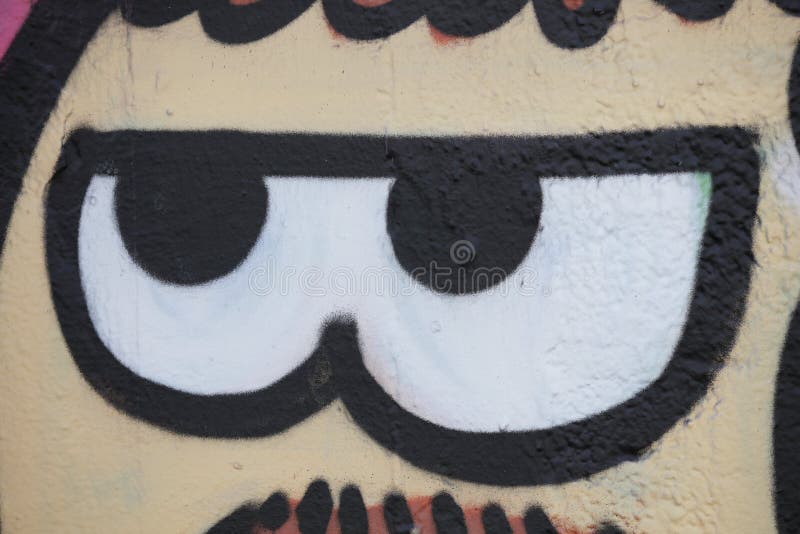 Cartoon Eyes Painted on a Wall Editorial Stock Image - Image of eyes,  spray: 56292224