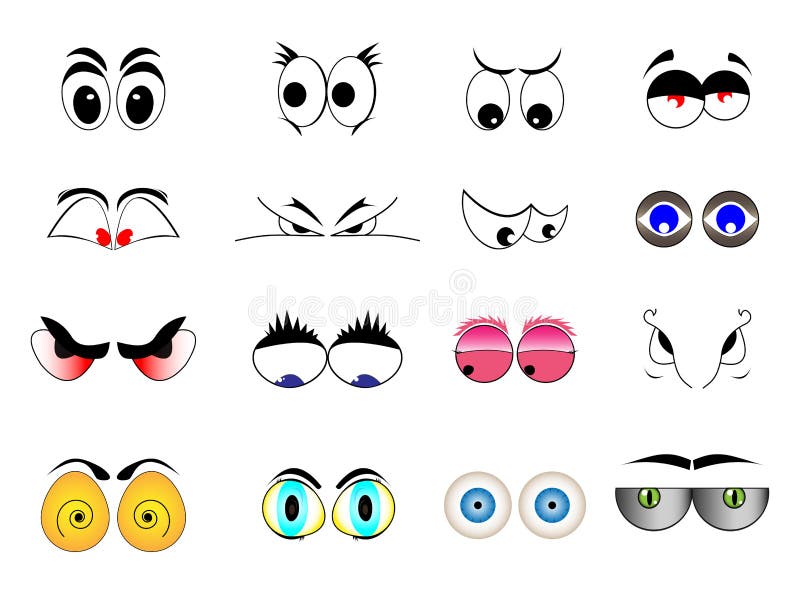 Set of cartoon eyes illustration on.