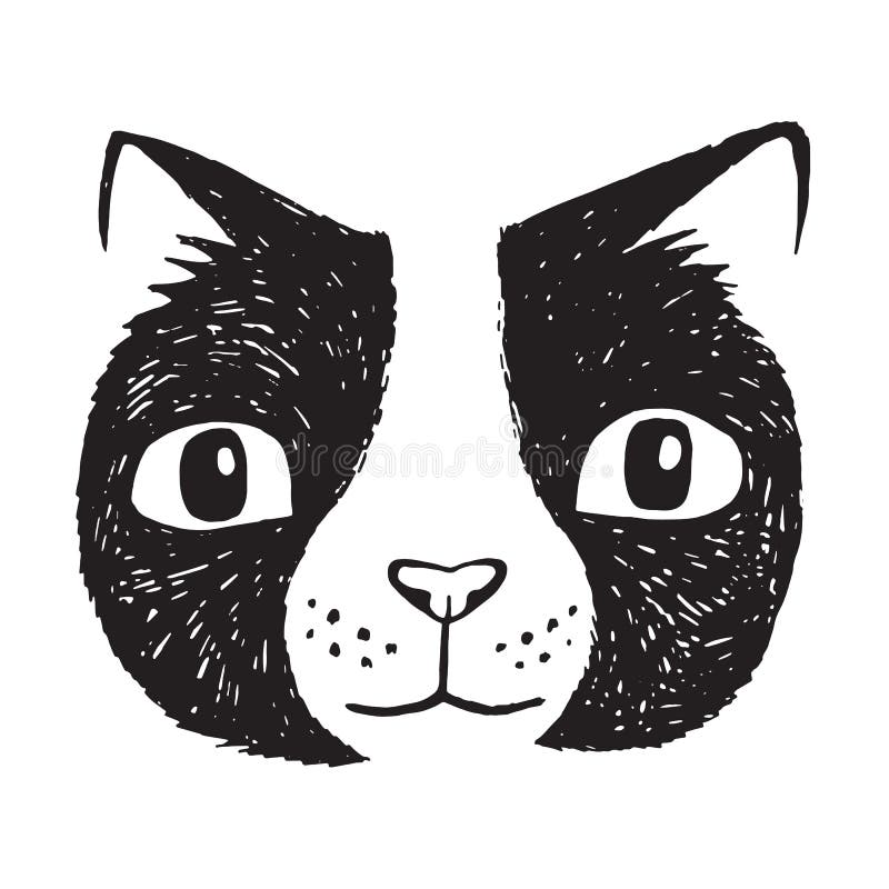 White Cat Face Icon on Black Background Stock Illustration - Illustration  of feline, logo: 137595351