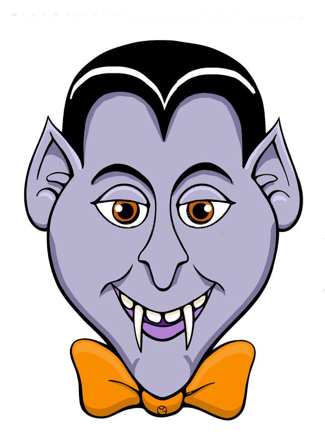 Cartoon Face of Dracula with Bow Tie Stock Vector - Illustration of ...