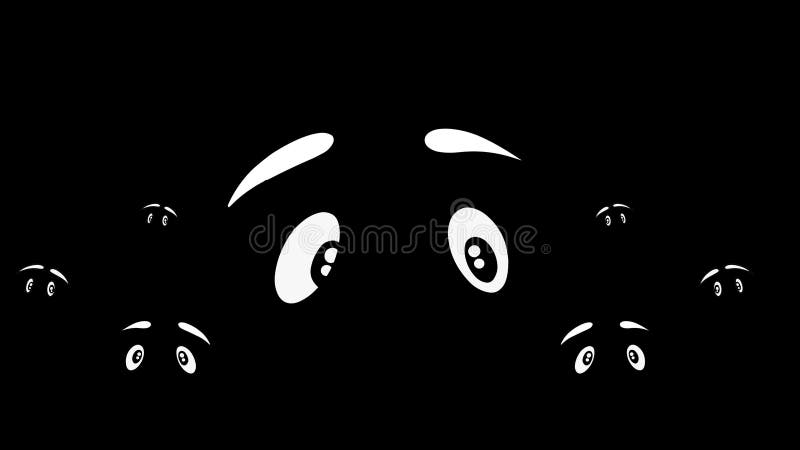 Cartoon face expression featuring the eyes and brows background in 4k video. stock illustration