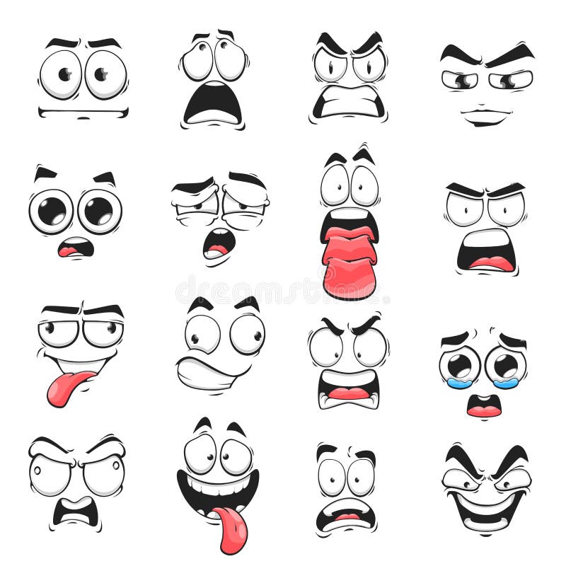 Cartoon face vector scared character emotion.
