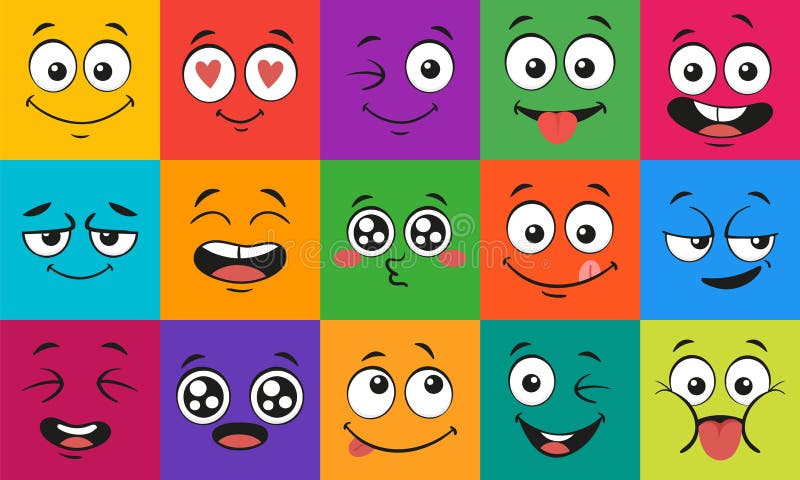 Cartoon face expressions, vector