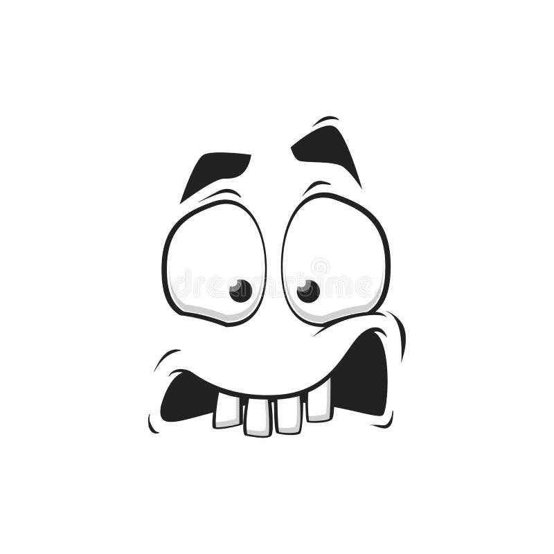 Cartoon Face Frightened Emoji Vector Scared Facial Expression Wide