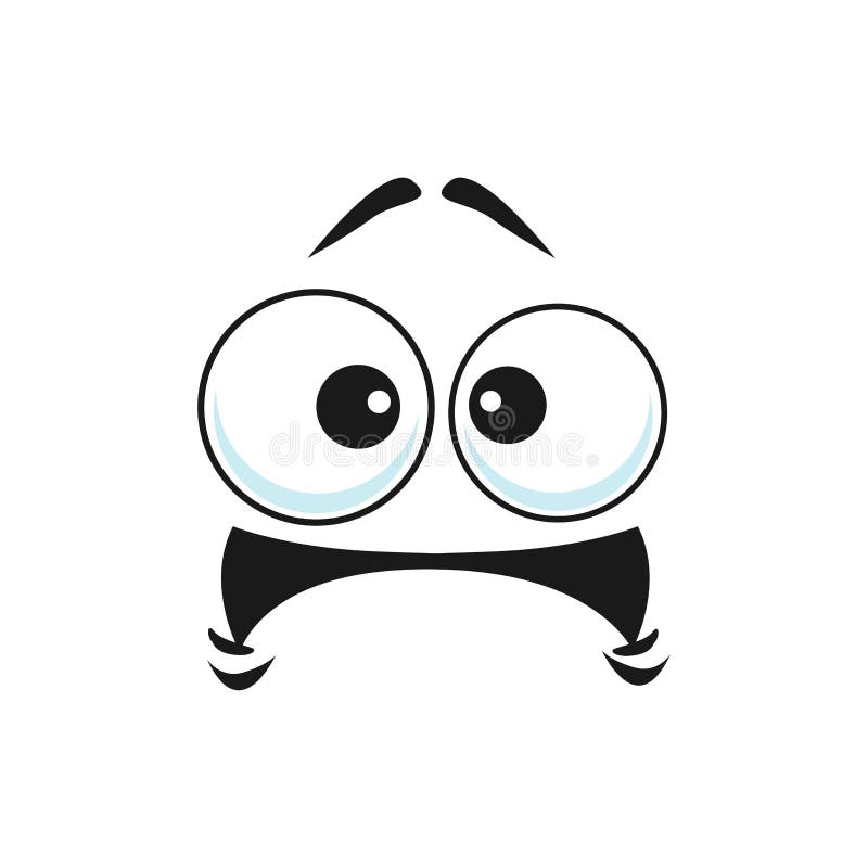 Outlined Scared Cartoon Funny Face Panic Stock Illustration