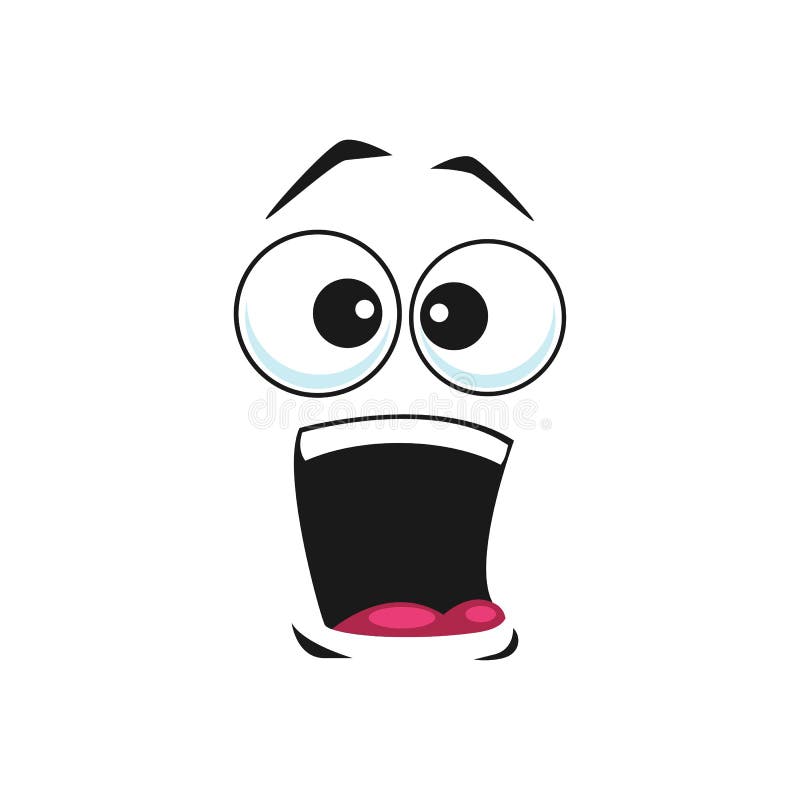 Cartoon Face Frightened Emoji Vector Scared Facial Expression Wide