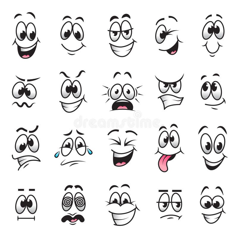 Cartoon faces expressions vector set vector illustration