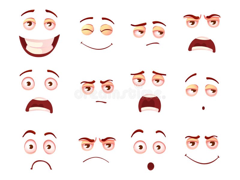 Cartoon Facial Expressions Set of Vectors Stock Vector - Illustration ...