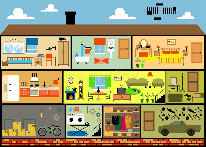 Cartoon family house stock vector. Illustration of construction - 51915254