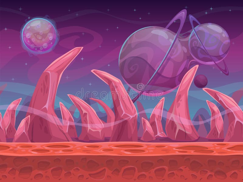 Cartoon fantasy space landscape. royalty free illustration