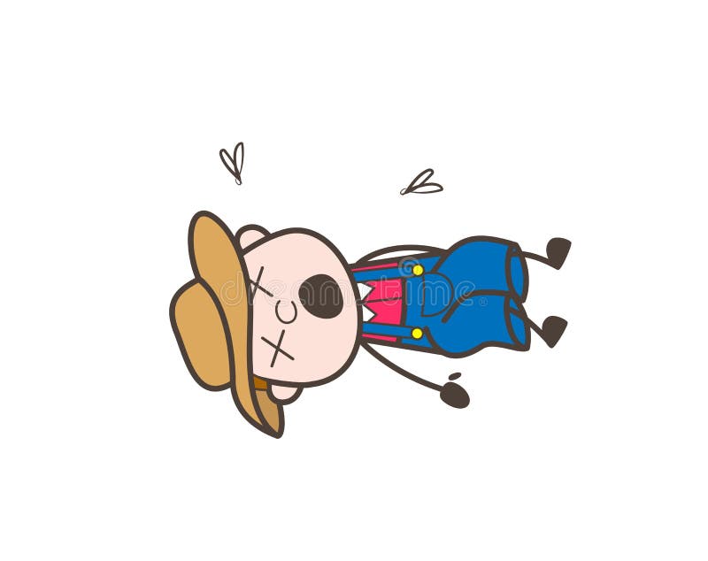 Cartoon Farmer Character Dead Body Vector Illustration Stock