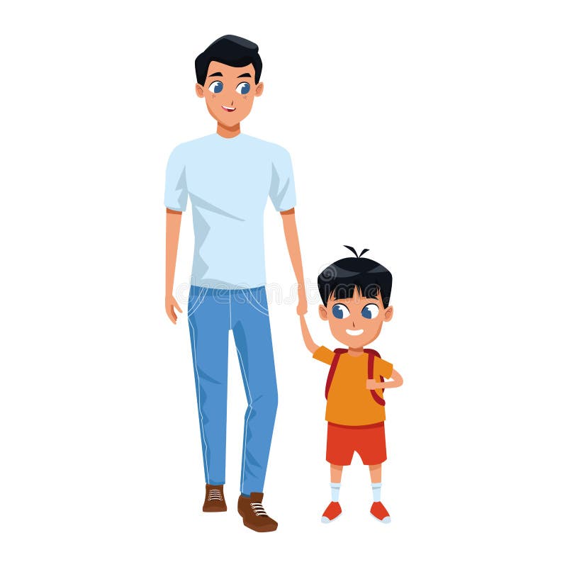Cartoon Father and Son Icon, Flat Design Stock Vector - Illustration of