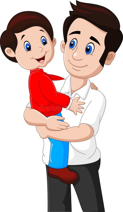 Cartoon Father and Son Playing Together Stock Vector - Illustration of