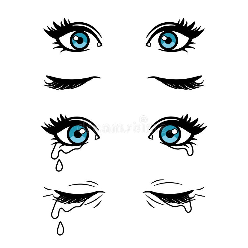 Premium Vector | Crying anime girl with tears in her eyes.