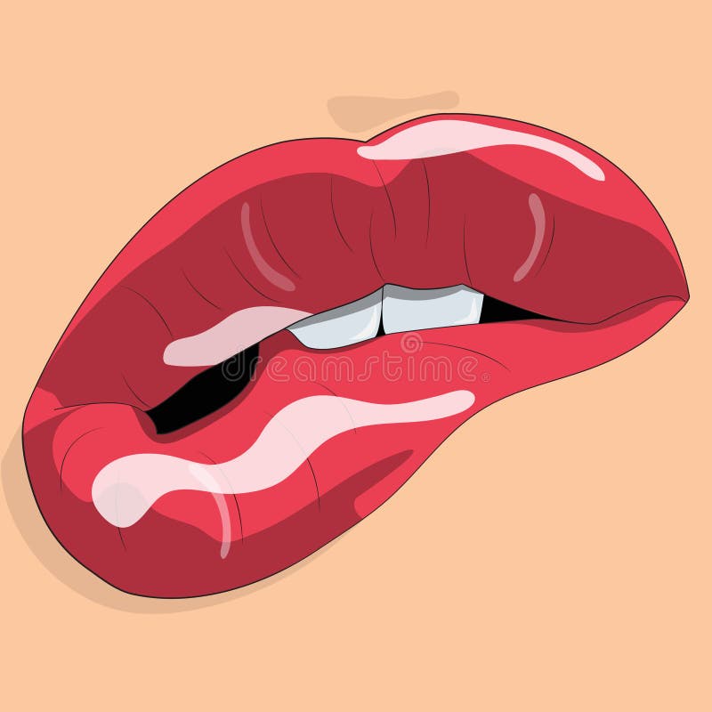 Cartoon female red lips stock vector. Illustration of people 78342484