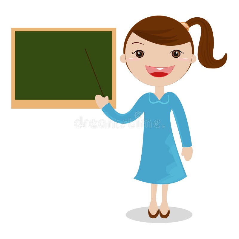 Cartoon Female Teacher Standing Next To a Blackboard Stock Illustration -  Illustration of formal, beautiful: 46639351