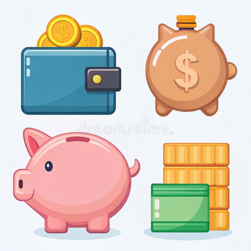 Cartoon financial icons stock image