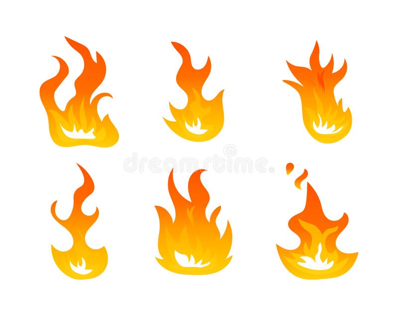 Set of anime fire Stock Vector