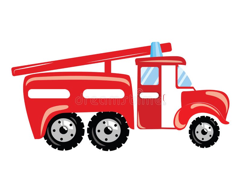 A Cartoon Fire Truck. Vector Illustration of Emergency Service. Drawing for  Children. Stock Vector - Illustration of cute, equipment: 158051960