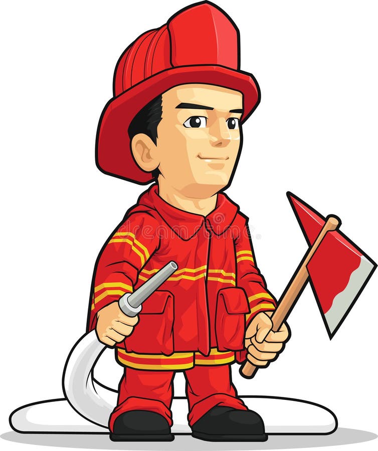 Cartoon of Firefighter Boy stock vector. Illustration of fighter - 30400552