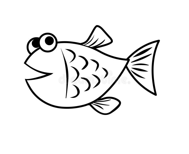 Cartoon Fish  Fish  Line Art. Stock Vector -  Illustration of design, character: 110748323