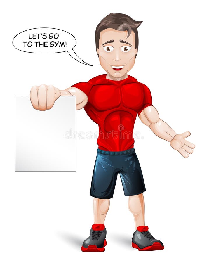 Cartoon Fitness Trainer stock illustration. Illustration of healthy -  45275633