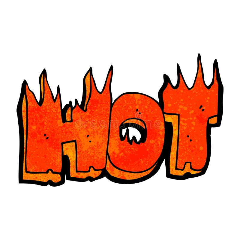Cartoon flaming hot word stock vector. Illustration of hand - 38088045