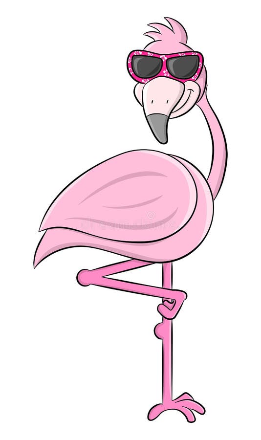 Cartoon flamingo with sunglasses