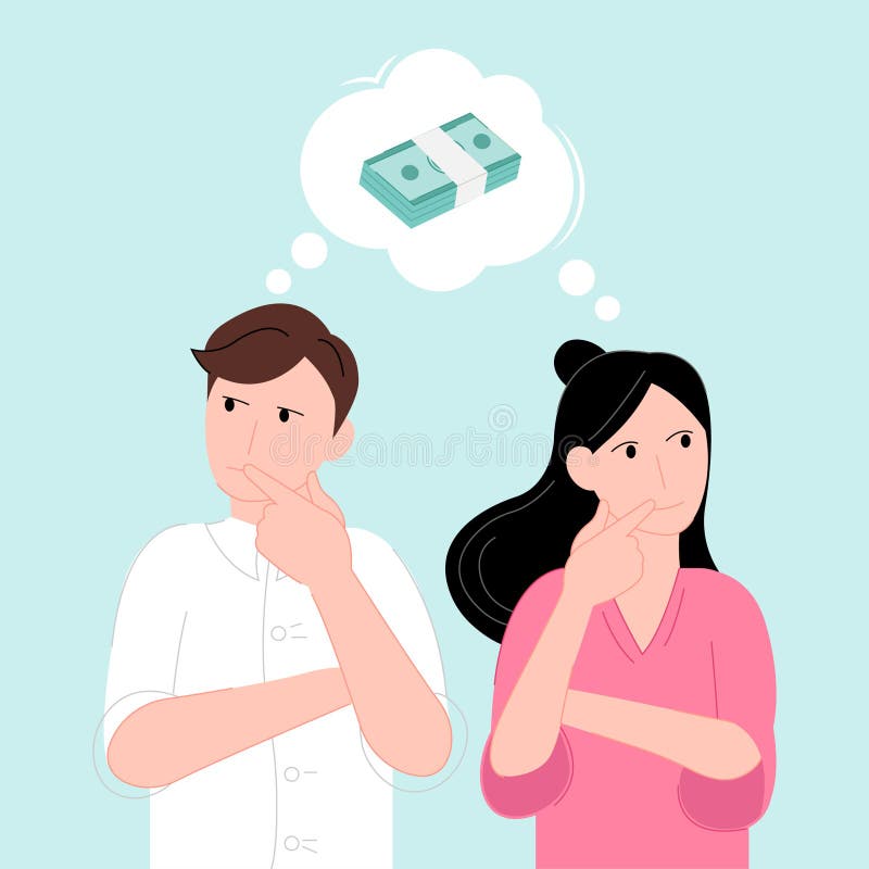 Couple Thinking Couple Thinks about Money Stock Vector - Illustration of design, problem: 185503572