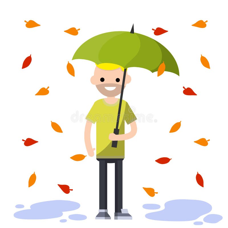 Cartoon Flat Illustration. Protection from Bad Autumn Weather Stock ...