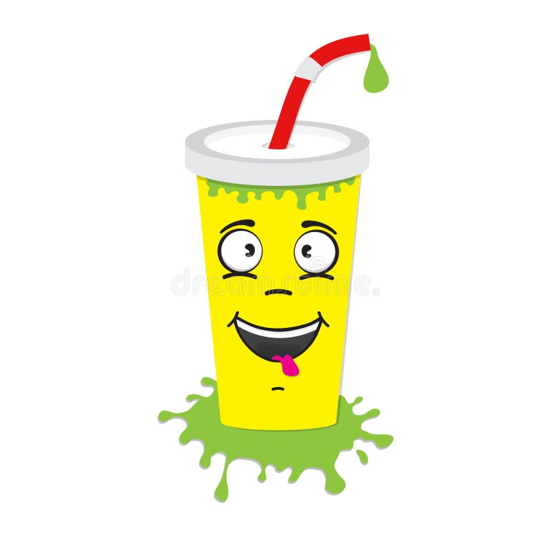 Cartoon Flat Soda Drink Cup Character Icon Vector Illustration Isolated