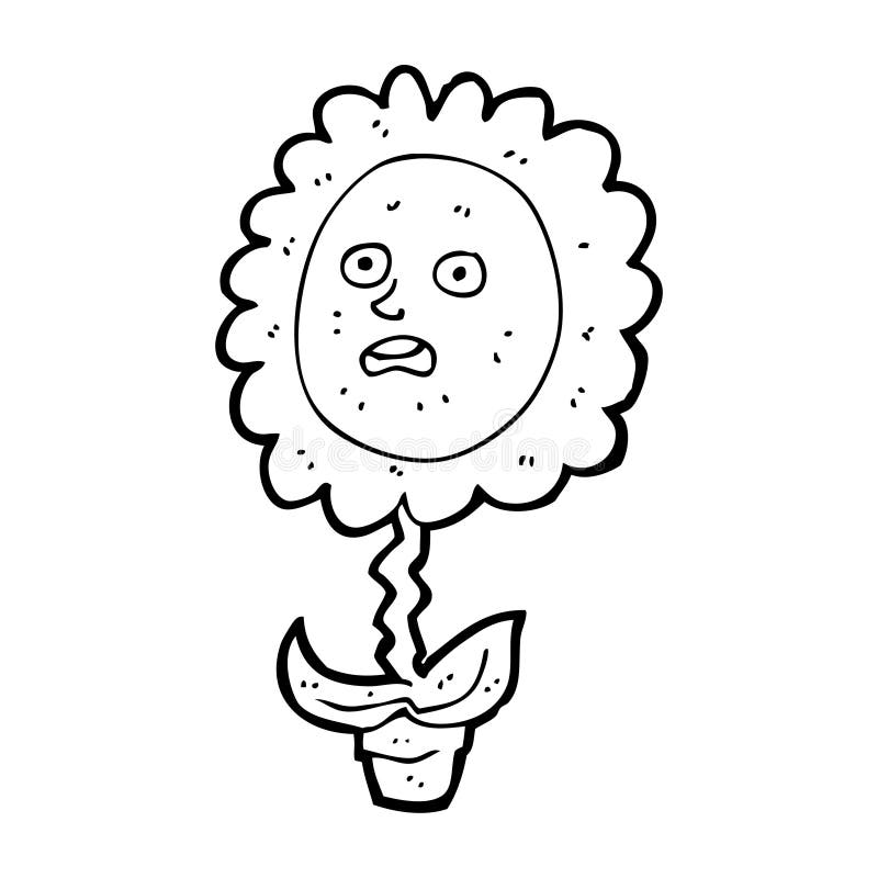 Cartoon flower with face stock illustration. Illustration of drawing
