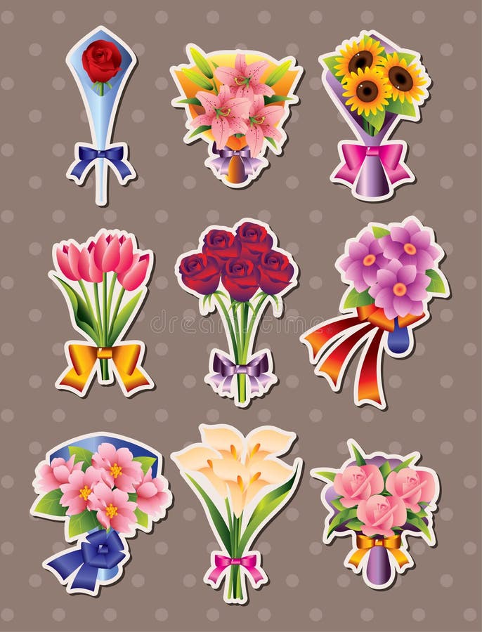 Cartoon flower stickers stock vector. Illustration of hydrangea - 27314659