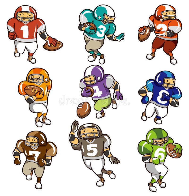 Cartoon football player icon, vector drawing