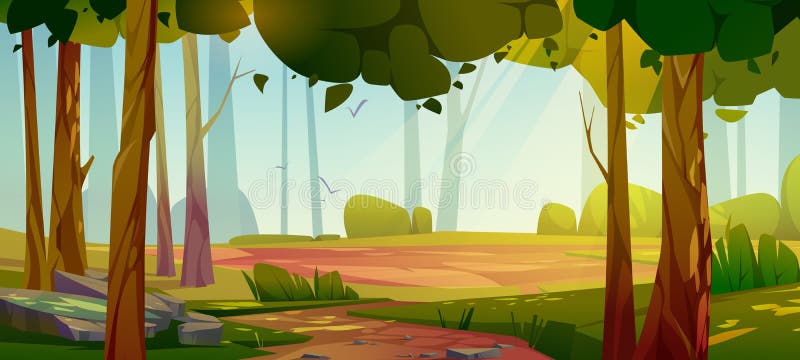 Cartoon Forest Background, Nature Landscape Scene Stock Vector -  Illustration of adventure, background: 235478272