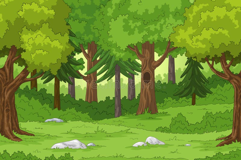 Cartoon Forest Landscape Stock Vector Illustration Of Background