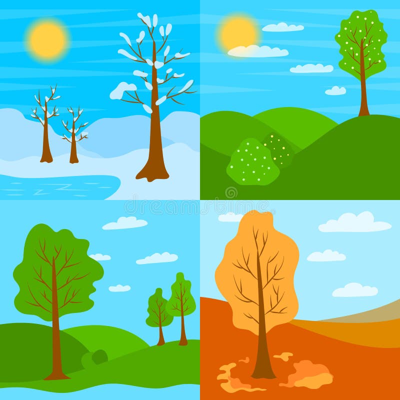 Cartoon Four Seasons Landscape Scene Set. Vector Stock Vector - Illustration of icon, landscape: 164249857 Cartoon Four Seasons Landscape Scene Set. Vector Stock Vector - Illustration of icon, landscape: 164249857