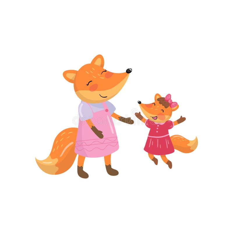 Cartoon Fox Family Mom and Her Little Baby. Forest Animal Characters Stock Vector - Illustration of girl, adorable: 109841841 Cartoon Fox Family Mom and Her Little Baby. Forest Animal Characters Stock Vector - Illustration of girl, adorable: 109841841