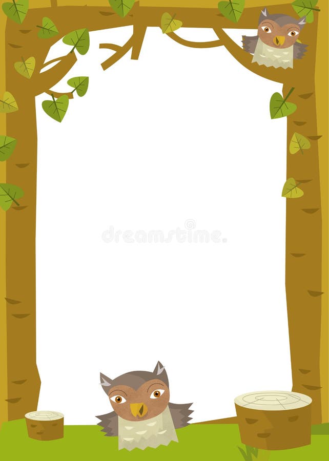 Cartoon frame scene - owl vector illustration