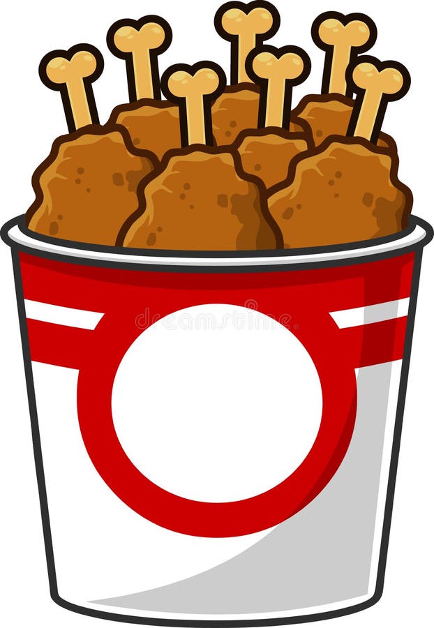 Cartoon Fried Chicken in Bucket Stock Vector - Illustration of junk, bucket:  214316094