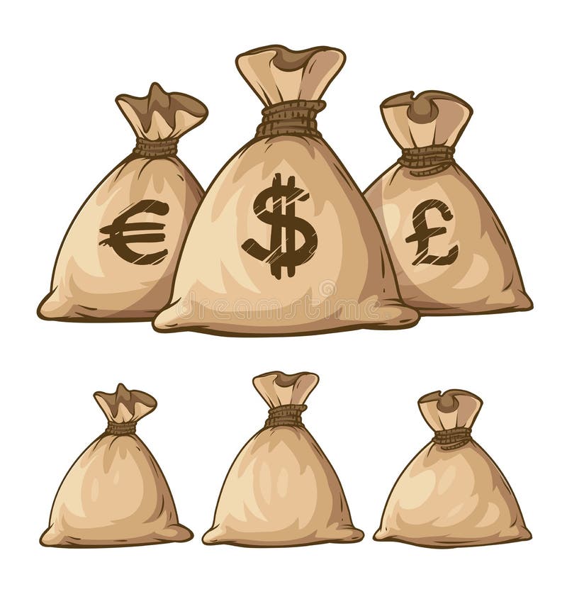 Cartoon full sacks with money. 