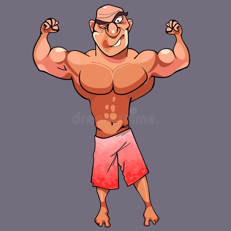 Cartoon Funny Athletic Male Bodybuilder is Posing Stock Vector -  Illustration of bodybuilder, athletic: 84419763