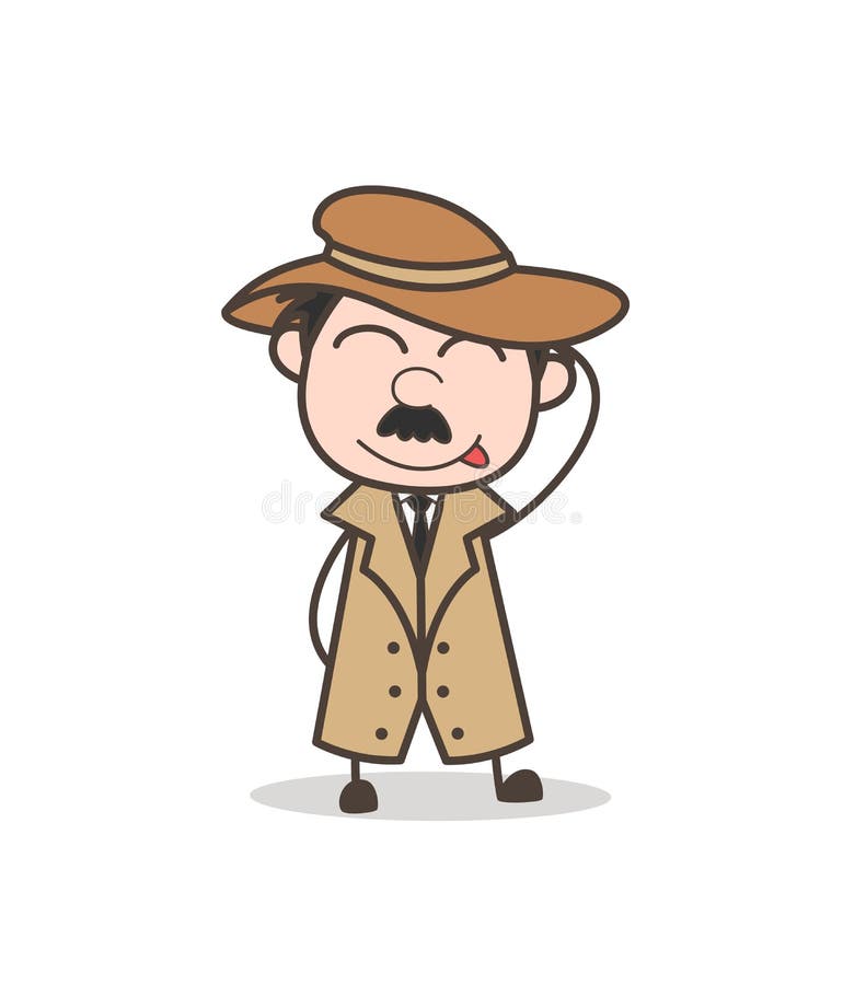 Cartoon Funny Detective Stuck-Out Tongue and Blushing Face Stock  Illustration - Illustration of businessman, cute: 103399521