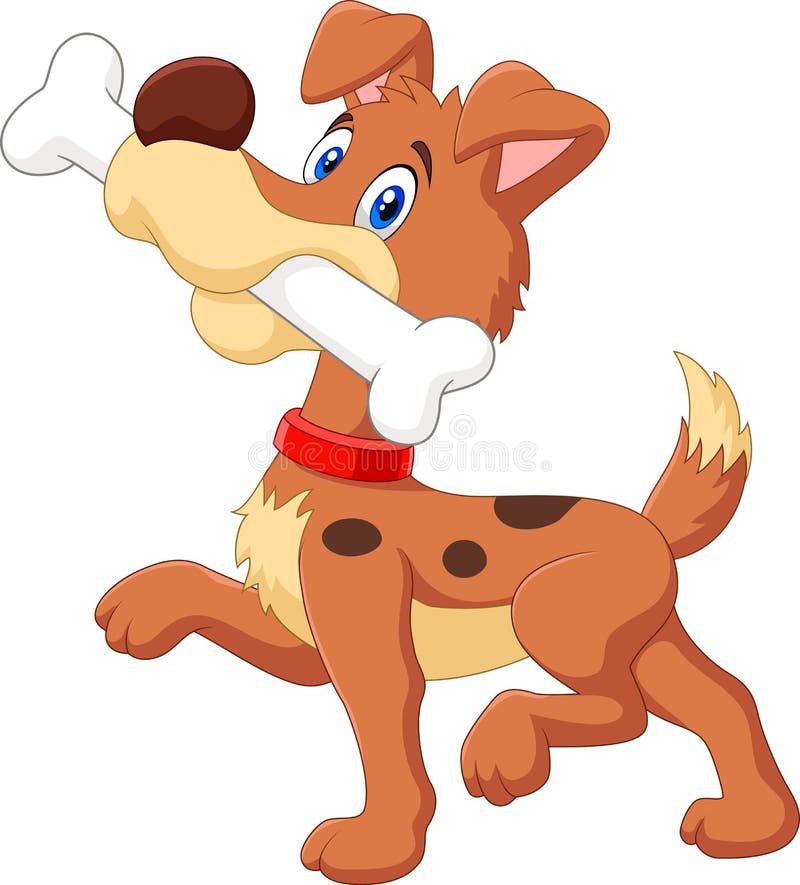 Cartoon Funny Dog with Bone Isolated on White Background Stock Vector -  Illustration of character, greeting: 61831324