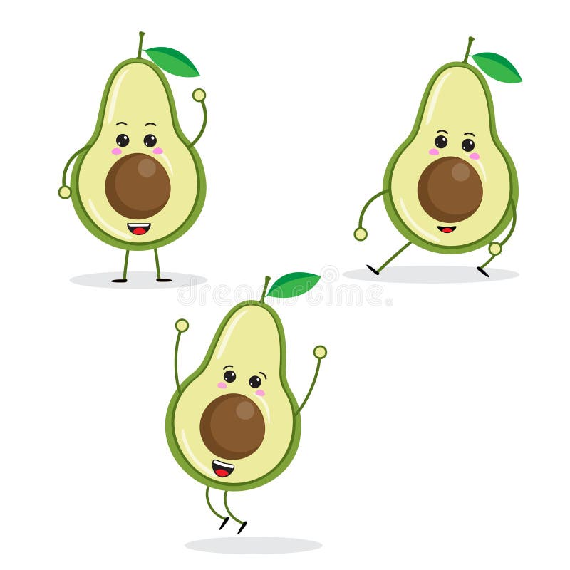 Cartoon Funny fruit characters, avocado vector illustration