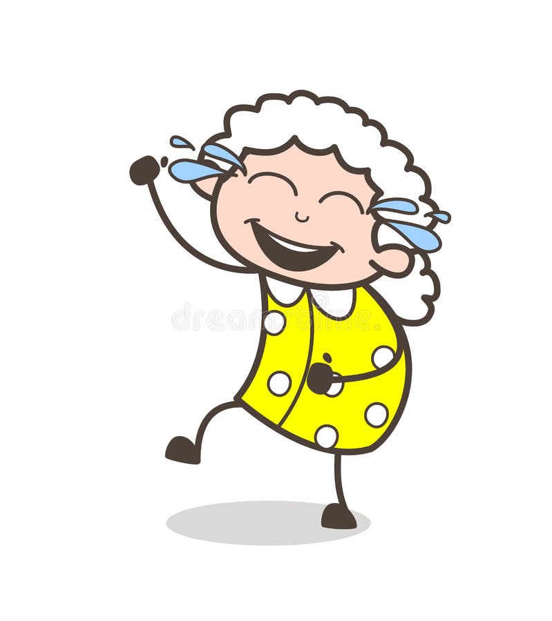 Cartoon Funny Granny Laughing with Joy of Tears Vector Illustration Stock  Illustration - Illustration of joyful, expression: 101741691