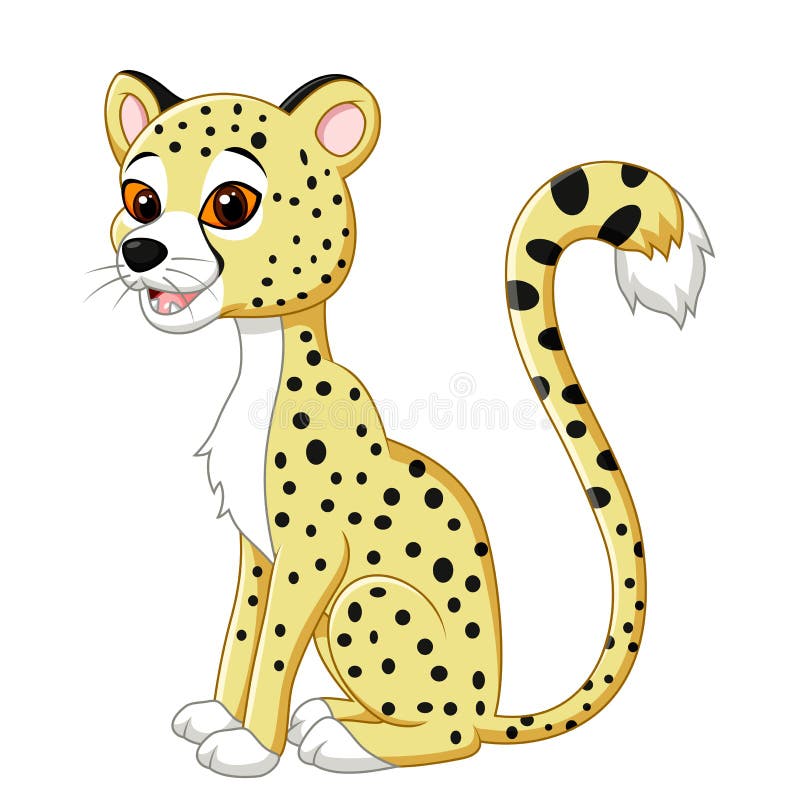 Cartoon Funny Leopard Sitting on White Background Stock Vector ...