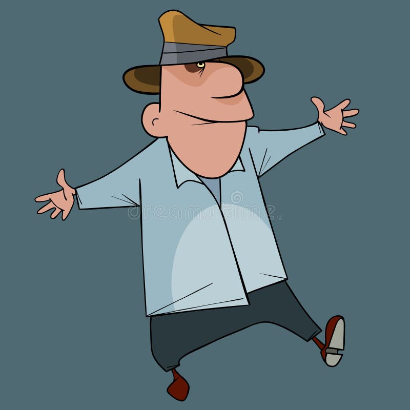 Cartoon Funny Man In Hat Dancing Fun Stock Vector - Illustration of ...