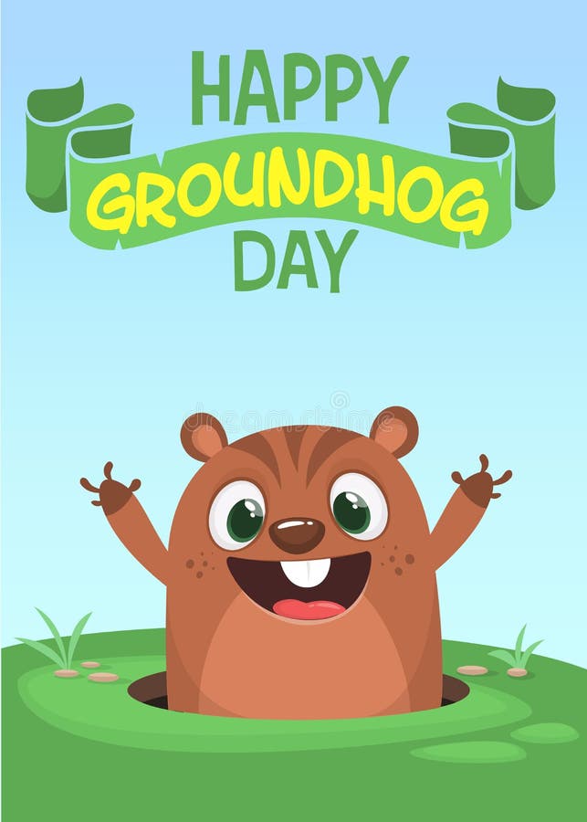 Cartoon funny marmot. Happy Groundhog day. royalty free illustration