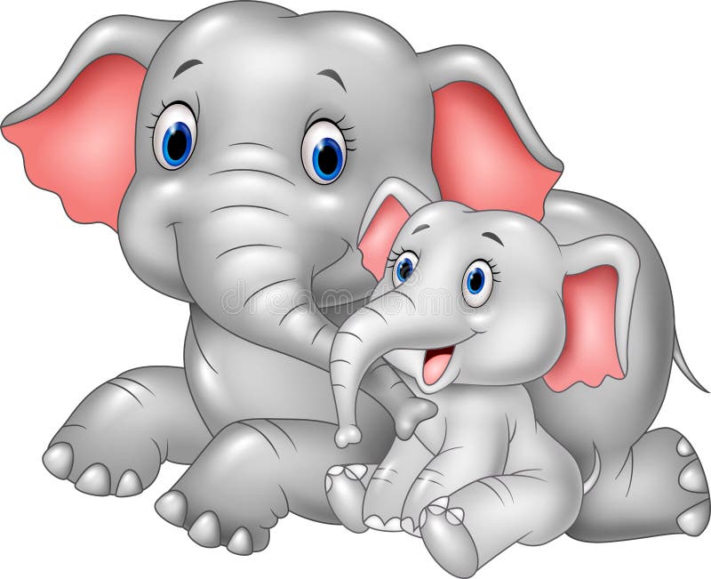 Download Cartoon Funny Mother And Baby Elephant On White Background Stock Vector - Illustration of baby ...